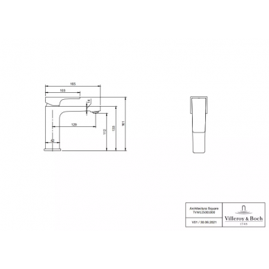 Смеситель для раковины Villeroy & Boch Architectura Square (TVW12500100076) золото сатинированное 8