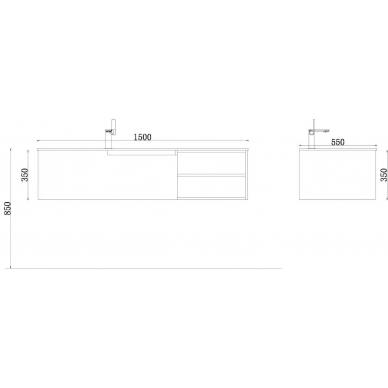 Тумба с раковиной Orans BC-1131-1500L (150x55) (matt coffee/white matt) (левая) 7