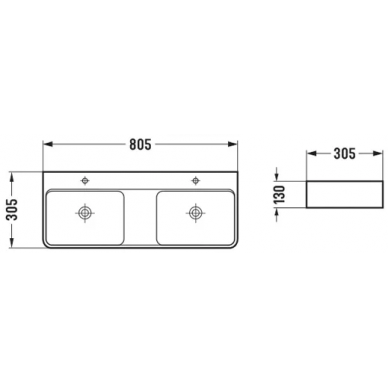 Раковина Comforty 78694, (80.5x13x30.5 см), двойная, белая 6