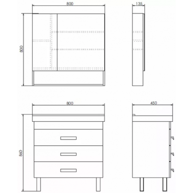 Тумба для ванной Comforty Никосия-80Н (80x86x45 см), дуб темный 6