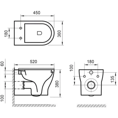 Инсталляция BelBagno Kraft (BB064CHR/BB2111SC/BB002-80/BB007-PR-NERO.M) в комплекте с кнопкой, унитазом и крышкой микролифт (4 в 1) 6