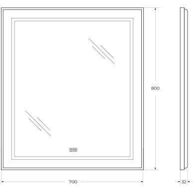 Зеркало BelBagno Kraft (SPC-KRAFT-700-800-LED-TCH-WARM) с подсветкой, 80x70 см, сатин 8