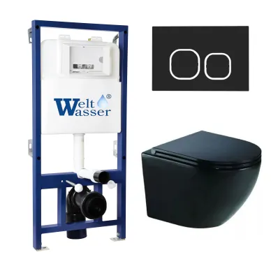 Инсталляция Welt Wasser Bamberg 525 + MERZBACH 041 XL MT-BL + Bamberg BL в комплекте с унитазом, безободковый, с сидением микролифт 0