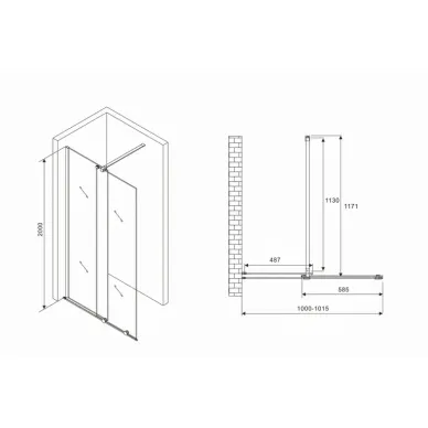 Душевая перегородка Abber Komfort AG09120B 120х200 см профиль чёрный/стекло прозрачное 5