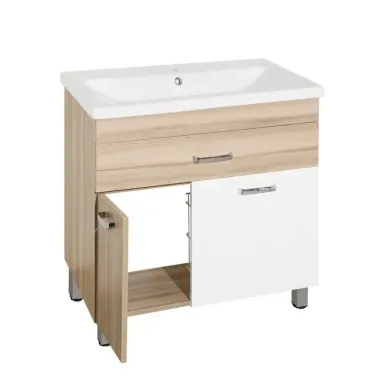 Тумба для ванной Style Line Ориноко ЛС-00000636 80 см с корзиной для белья, белый/ориноко 5