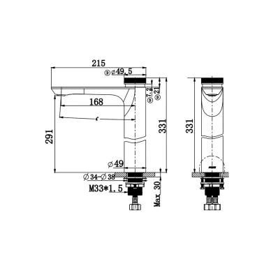 Смеситель для раковины Arrow AMP11872-1GG серый 8