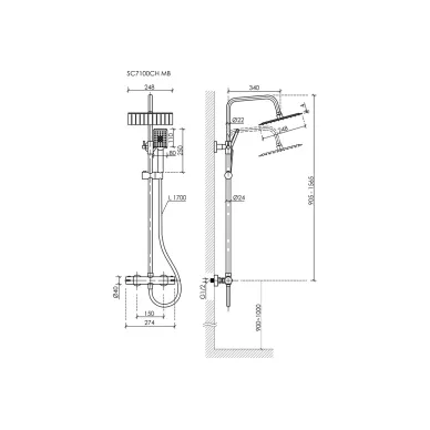 Душевая система Sancos Kanedo SC7100CH с термостатом, хром 7