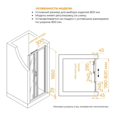 Душевая дверь RGW CL-111 (410911108-11) 800 6