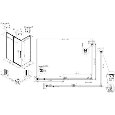 Душевой уголок Vincea Ultima VSR-7UL9014CL 140x90х200 см, профиль хром/стекло прозрачное 3