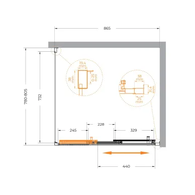 Душевой уголок Cezares Molveno MOLVENO-AHF-31-90/80-C-CR-IV 90x80 профиль хром/стекло прозрачное 5