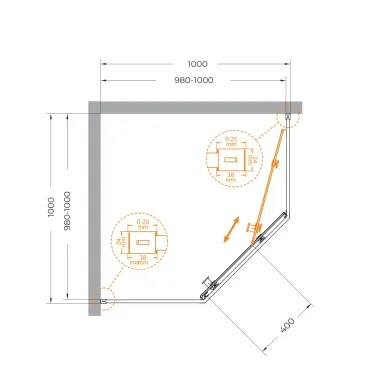 Душевой уголок Cezares Relax RELAX-304-P-1-100-C-BORO 100x100 профиль брашированное золото/стекло прозрачное 5