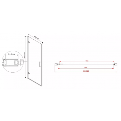 Душевая дверь Vincea Flex (VDP-1F900CL) 90x200 см, профиль хром/стекло прозрачное 7
