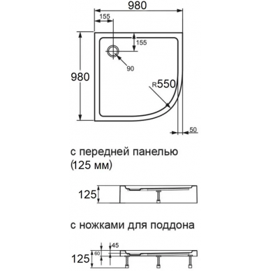 Душевой поддон Agger (A01-100TCR/T) (98x98 см) белый 6