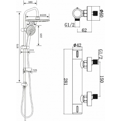 Душевая система Agger Thermo (A2492200), термостат, хром 5
