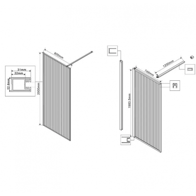 Душевая перегородка Vincea Walk-In HP Art (VSW-1HP800FLBG) 80x200 см, профиль брашированное золото/стекло рифленое 6