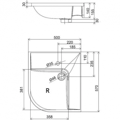 Раковина Ravak Be Happy (XJAP1100000) правая (57 см) 4