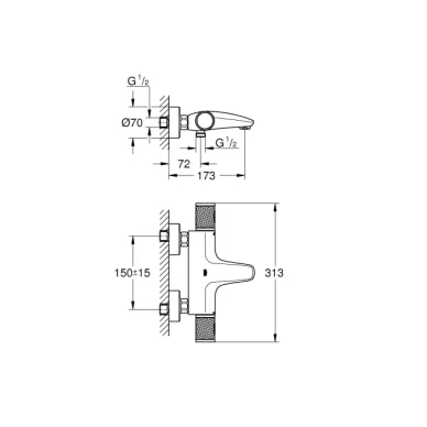 Термостат для ванны Grohe Grohtherm 1000 Performance 34830000, хром 4