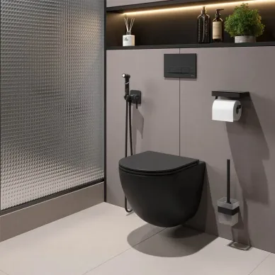 Унитаз подвесной Lemark GLAZER 9612004 безободковый, с микролифтом, черный 6