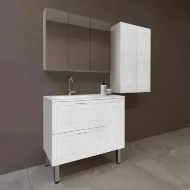 Тумба для ванной Style Line Альба ЛС-000010052 левая, 90 см с корзиной для белья, белая 5