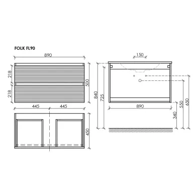 Тумба для ванной Sancos Folk FL90W 89см, Bianco 5