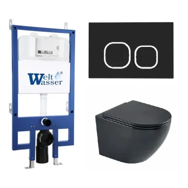 Инсталляция Welt Wasser BAMBERG 545 + MERZBACH 043 MT-BL + BAMBERG BL в комплекте с унитазом, безободковый, с сидением микролифт 0