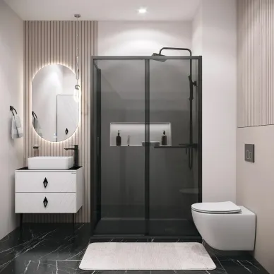 Душевой уголок Grossman Style 100х80х195 см, стекло тонированное/профиль чёрный матовый 8