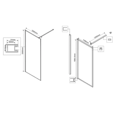 Душевая перегородка Vincea Walk-In HP Art VSW-1HP120GWBG 120x200 см, профиль золото/стекло ламинированное 1