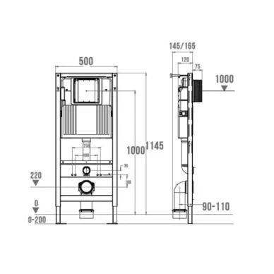 Инсталляция для подвесного унитаза Wonzon & Woghand WW-TI743A-H с пневматической системой смыва 1
